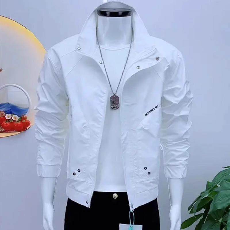 轻奢高端男士外套韩版秋季修身夹克时尚休闲立领帅气薄款百搭上衣