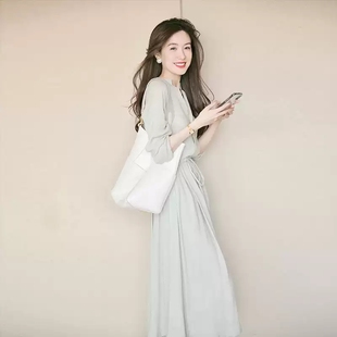 法式 欧洲站早秋新款 茶歇女神范洋气甜美超仙女通勤收腰显瘦连衣裙