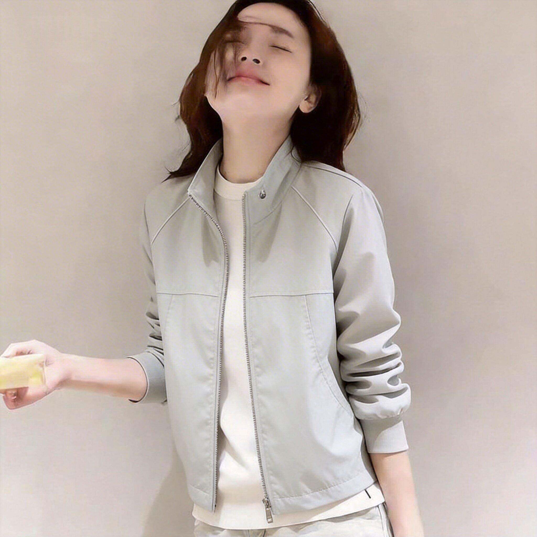 韩国小个子立领短版风衣防晒外套女春夏显瘦户外休闲冲锋衣夹克潮