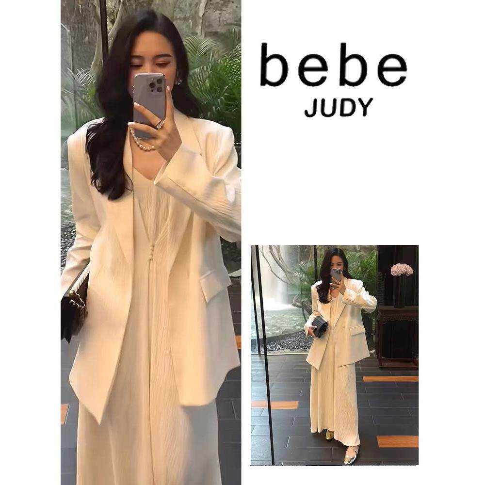 bebe judy气质拿捏~大码MM西装外套女超漂亮吊带连衣裙秋款两件套