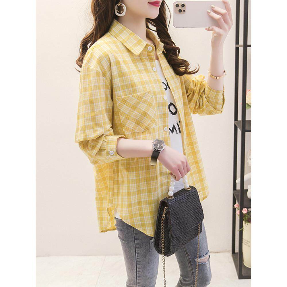 欧洲站格子衬衫女2025年秋冬季新款设计感小众纯棉中长款外套上衣,女装/女士精品,衬衫,淘宝优惠券,粉丝福利购,淘宝优惠卷