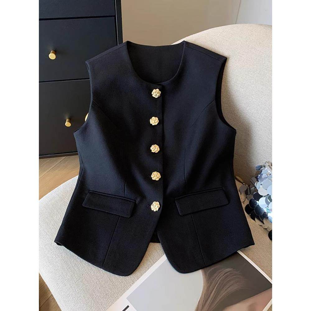 2024春秋新款小香风马甲女短款高端气质设计感小众西装坎肩小马夹