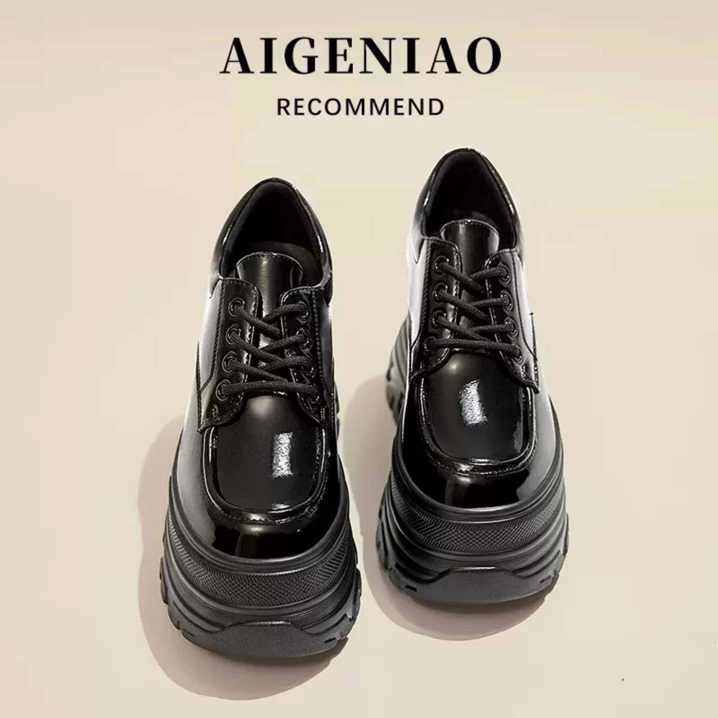 香港英伦风小皮鞋女2025春秋新款松糕厚底高跟复古内增高女鞋10cm