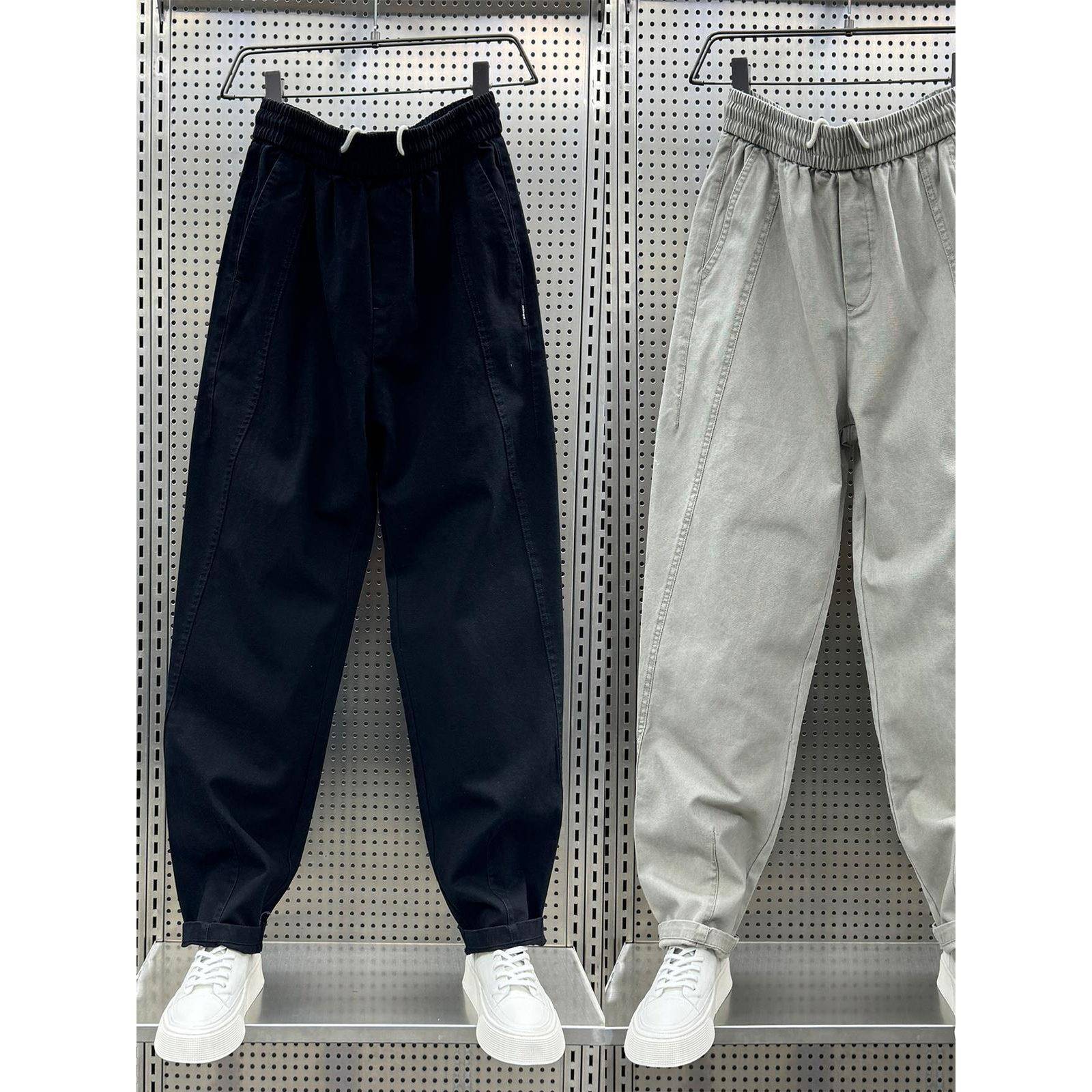 Mostarsea~秋冬拼接工装哈伦裤男宽松百搭痞帅休闲裤弯刀直筒裤潮