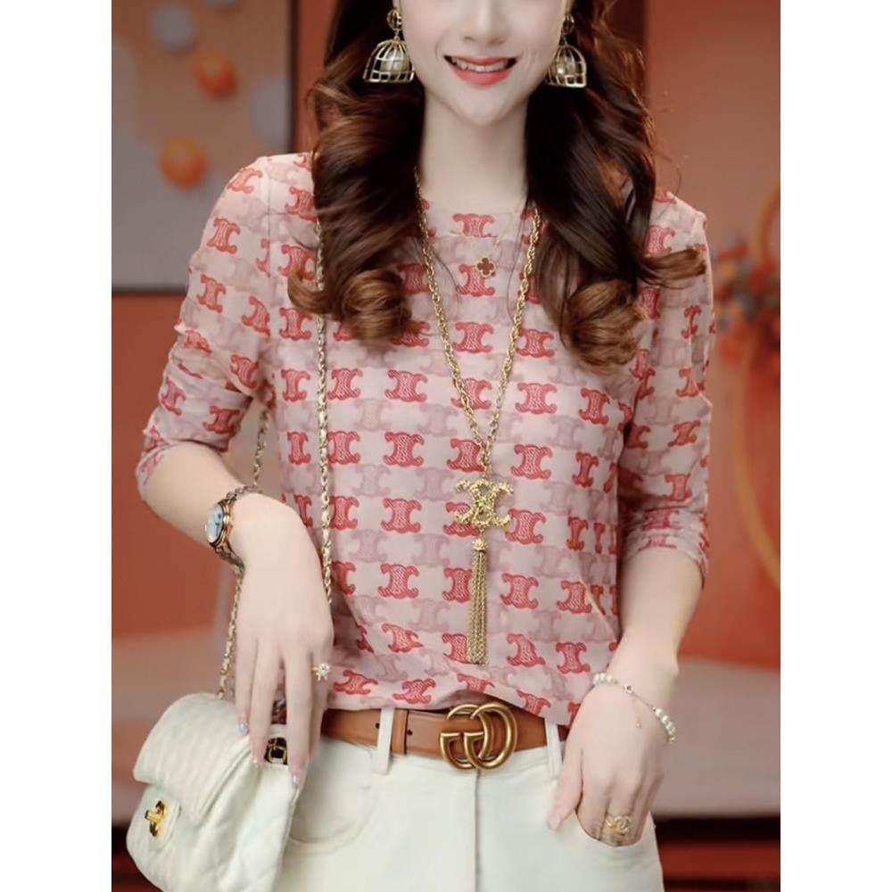 香港TIMO印花长袖t恤女士春秋高级感显瘦妈妈圆领打底衫内搭上衣,女装/女士精品,大码内搭,淘宝优惠券,粉丝福利购,淘宝优惠卷