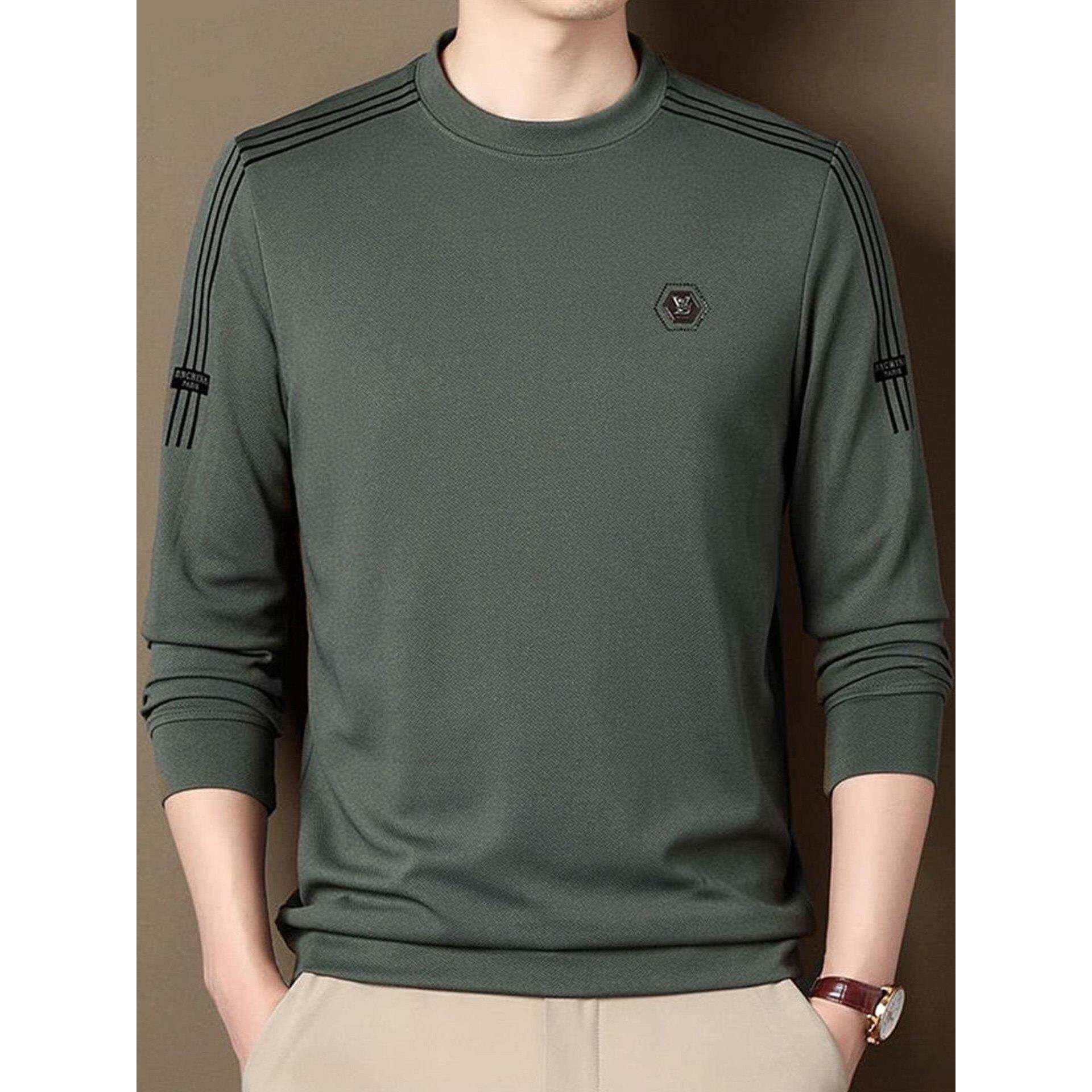 高级感宽松长袖t恤男春秋2025新款潮流时尚休闲卫衣男内搭打底衫