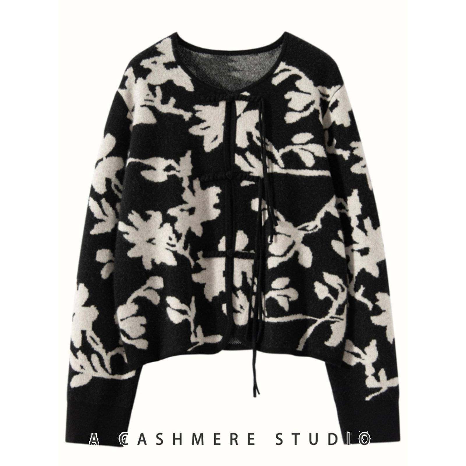 美到飙泪~国风系列重工加厚圆领羊绒开衫女宽松羊绒毛衣外套秋冬,女装/女士精品,羊绒衫,淘宝优惠券,粉丝福利购,淘宝优惠卷