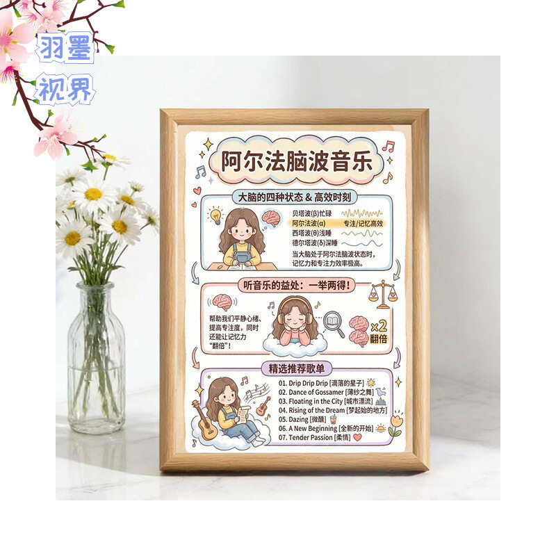 「鲁班推荐」阿尔法脑波音乐桌面治愈系文字相框客厅玄关摆台书房