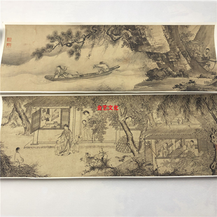 明马轼李在夏芷归去来辞图山水人物横幅古画复制微喷版画中式挂画