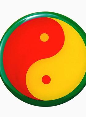 太极图黄铜8公分江版摆件