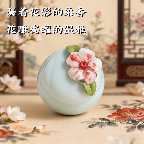 情人节送女友手工花古法手工香膏持久留香清新茉莉花淡香便携陶罐