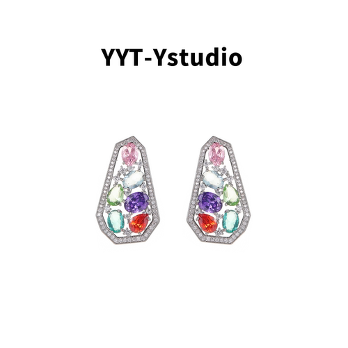 彩色锆石耳环YYT-Ystudio