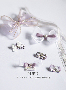 bb夹宠物狗狗发夹小狗梳夹约克夏马尔济斯可爱紫色乌梅仔酱蝴蝶结