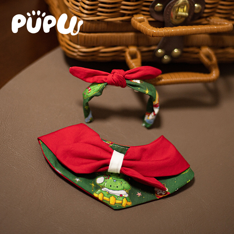 猫咪宠物狗狗马尔济斯口水巾发箍精致圣诞节套装发箍