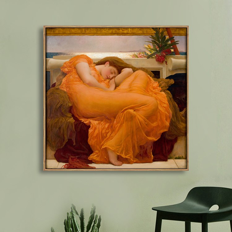 北欧简约莱顿美女名画轻奢装饰画客厅卧室床头玄关壁画酒店挂画