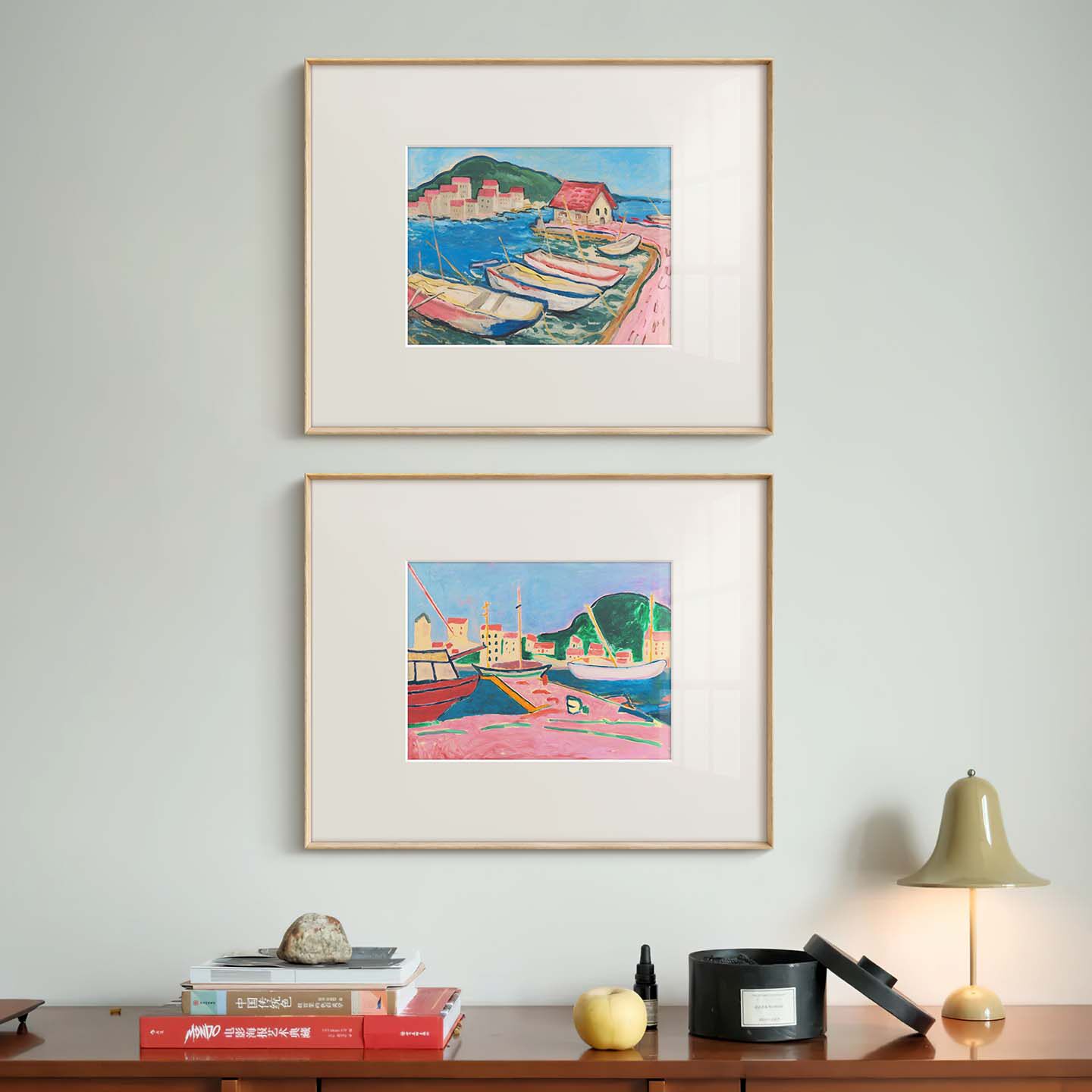 海港》风景画北欧简约ins风多巴胺客厅装饰画玄关小众包豪斯挂画