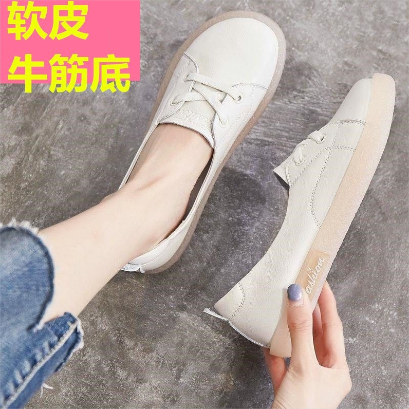 回力清仓单鞋浅口小白鞋女百搭洋气透气软皮软底一脚蹬平底单鞋春