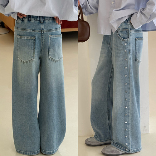 女童宽松阔腿牛仔裤休闲长裤