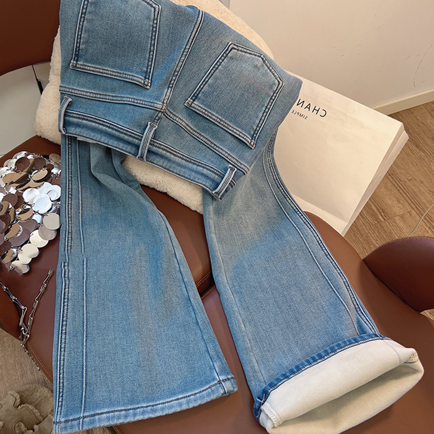 女童秋冬加绒加厚微喇牛仔裤中大童弹力复古小个子修身百搭喇叭裤,童装/婴儿装/亲子装,儿童牛仔裤,淘宝优惠券,粉丝福利购,淘宝优惠卷