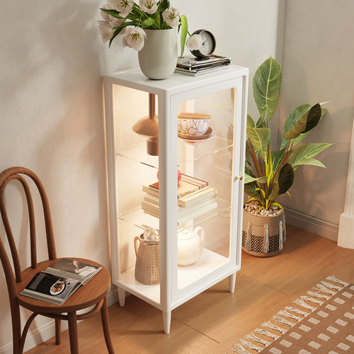 现代玻璃门陈列柜带灯酒柜家用收纳柜客厅立柜手办柜电视旁展示柜