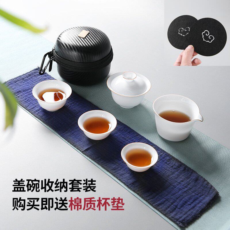 甜白瓷薄胎三才盖碗旅行茶具茶杯家用德化白瓷功夫茶具陶瓷泡茶碗|msdalam kategori pinggan mangkuk, set teh, mangkuk sup - dari Buy2taobao.com untuk memberikan perkhidmatan ejen Taobao profesional membeli