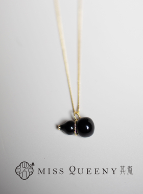MissQueeny其微|福禄生花·黑玛瑙葫芦吊坠项链精致简约日常复古