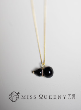 MissQueeny其微|福禄生花·黑玛瑙葫芦吊坠项链精致简约日常复古