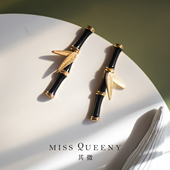 知竹·黑珐琅竹节吊坠耳钉国风新中式 Miss Queeny其微 精致优雅