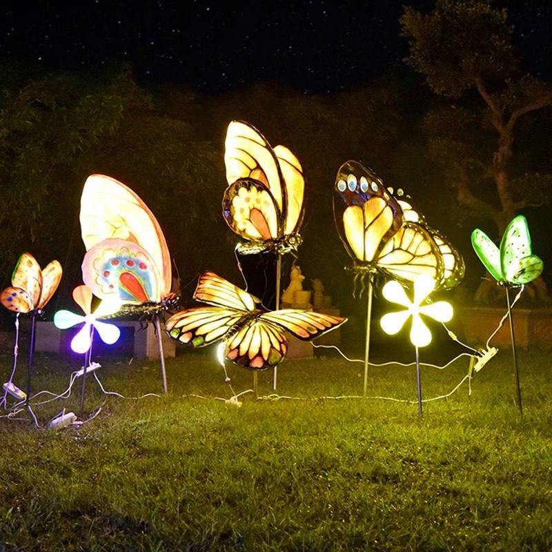 仿真发光蝴蝶雕塑户外公园林售楼部草坪绿化带装饰玻璃钢小品摆件