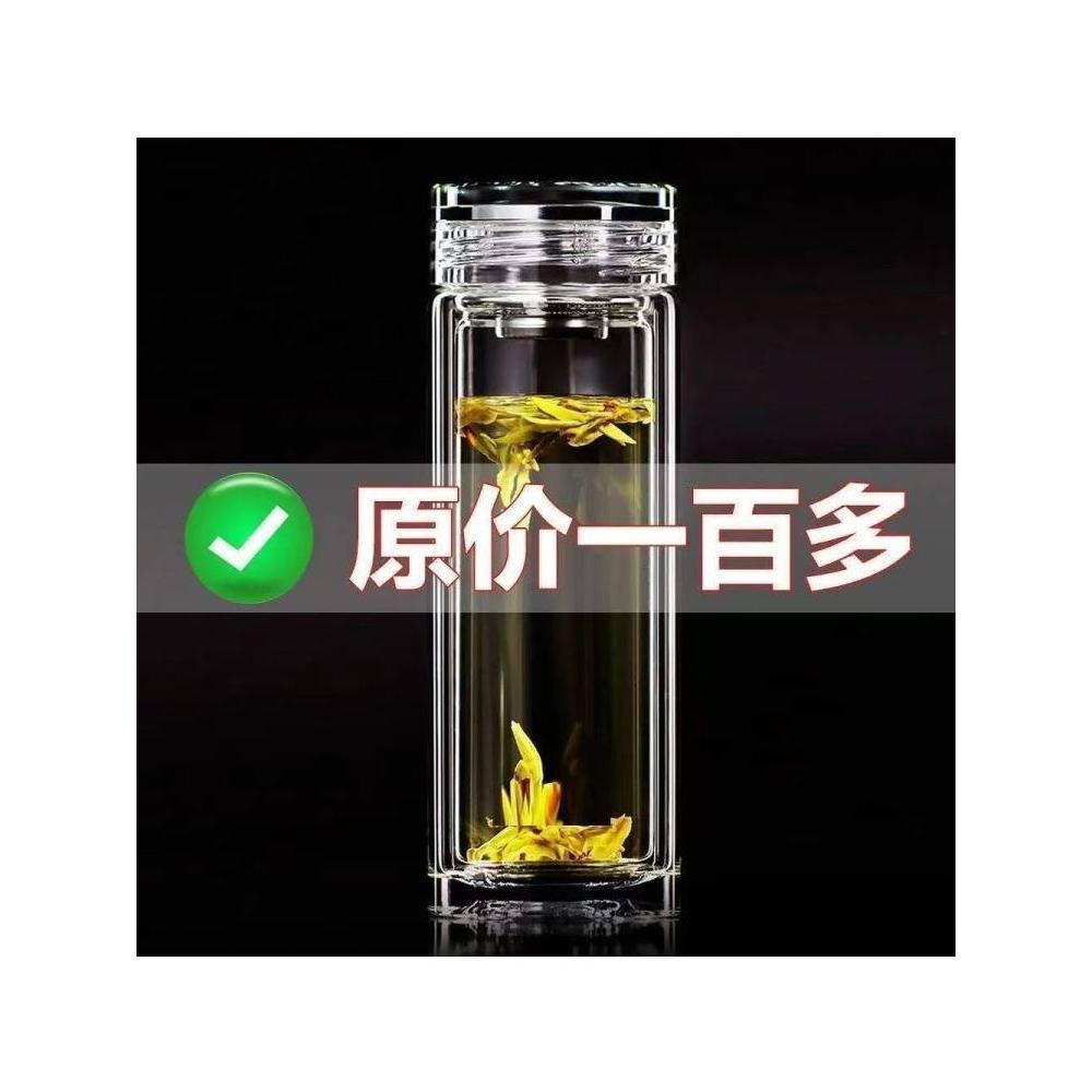 摔不烂钢化玻璃杯500ml耐摔高温硼硅双层玻璃杯保护套男士茶杯