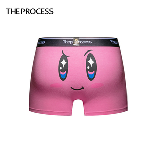 新款theprocess粉内裤情侣男平角裤棉弹力透气卡通表情印花短裤头