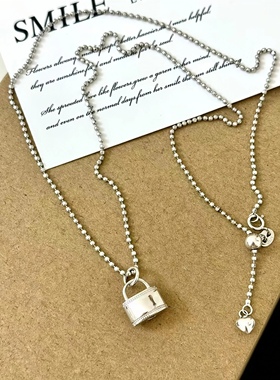 《记忆锁包》ins设计轻奢车花小锁包吊坠抽拉项链封心锁爱银项链