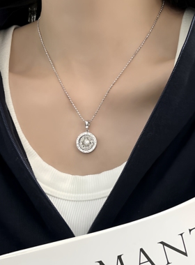 吉言罗盘银项链原创八宝罗盘s925纯银加长毛衣链暴富招财平安大吉