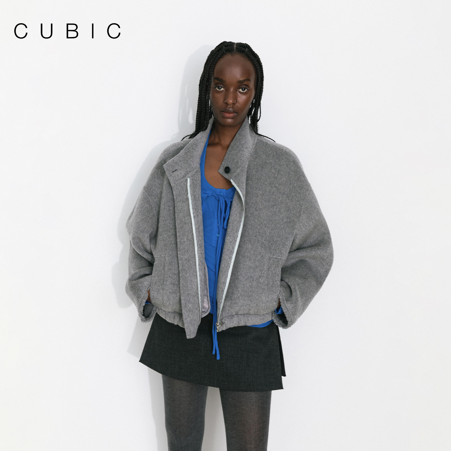 CUBIC休闲松弛感100%绵羊毛外套