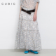 CUBIC度假风复古浪漫碎花垂坠规则木耳边大A摆半裙