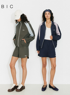 CUBIC运动风复古撞色休闲外套+运动短裤