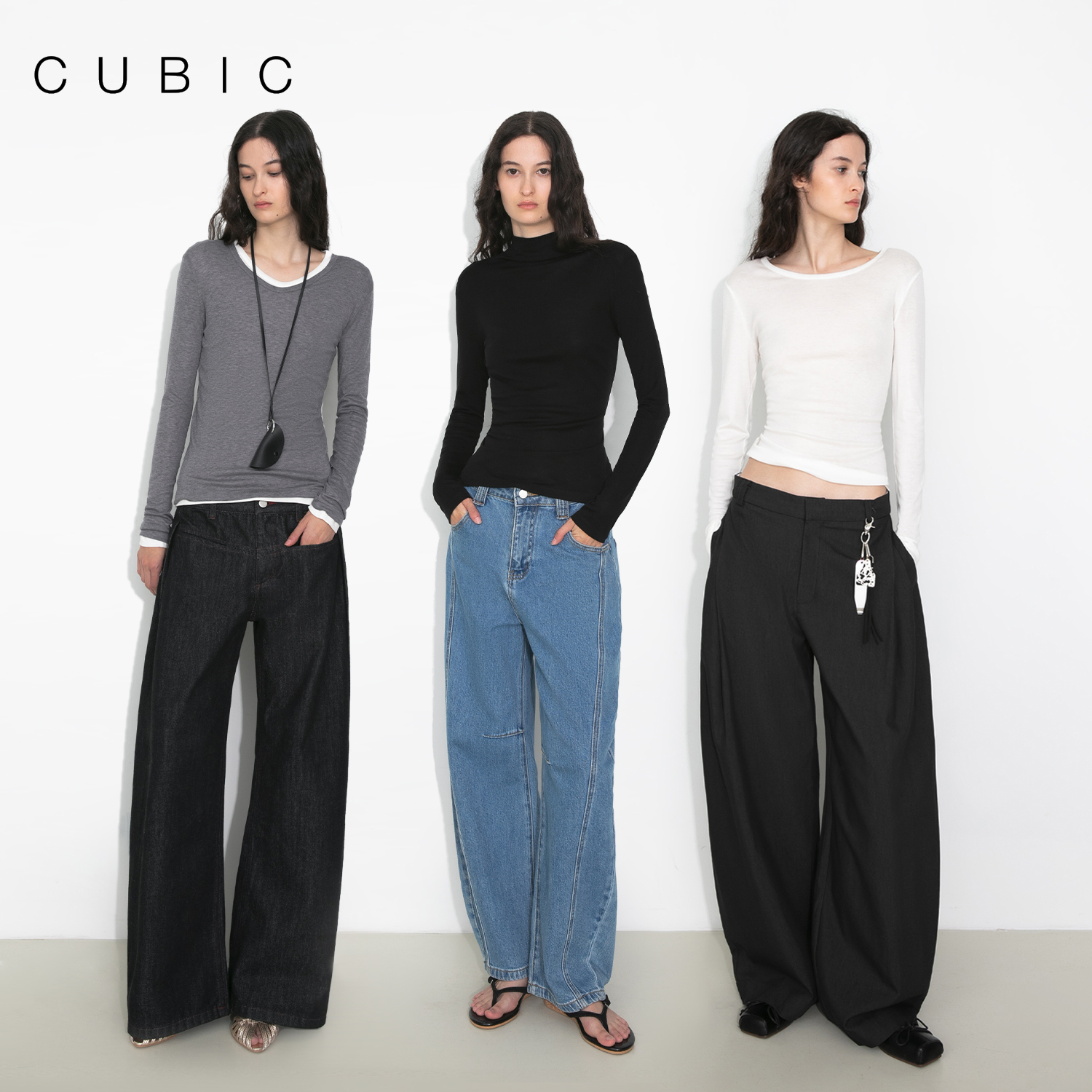 CUBIC天丝羊毛混纺叠穿打底衫