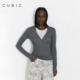 CUBIC极简休闲风羊毛混纺假两件基础廓形叠穿针织上衣