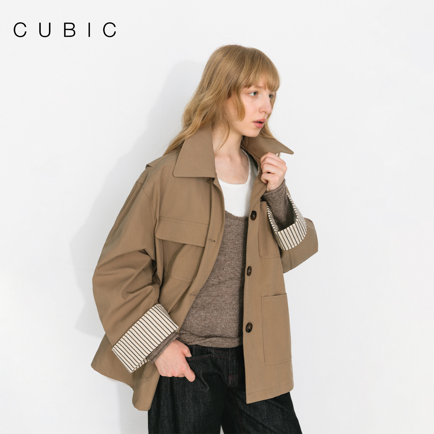 CUBIC经典巴恩风夹克羽绒风衣