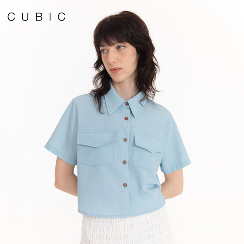 CUBIC彩色翻领短款衬衫