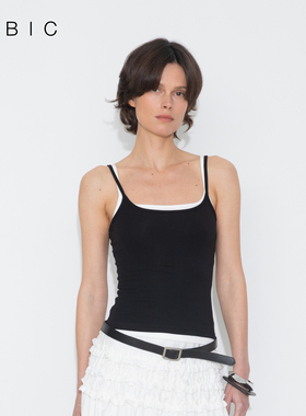 CUBIC超柔高弹U领可调节细肩带基础款修身简约纯色背心