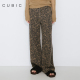 豹纹牛仔裤 CUBIC复古水洗做旧棉感休闲百搭阔腿裤 直筒显瘦美式
