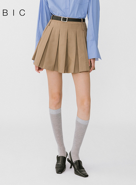 CUBIC学院风高腰迷你百褶短裙A型压褶半身裙
