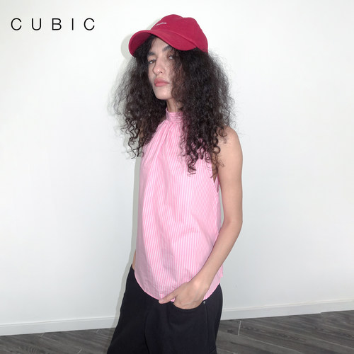 CUBIC休闲无袖挂脖露肩上衣