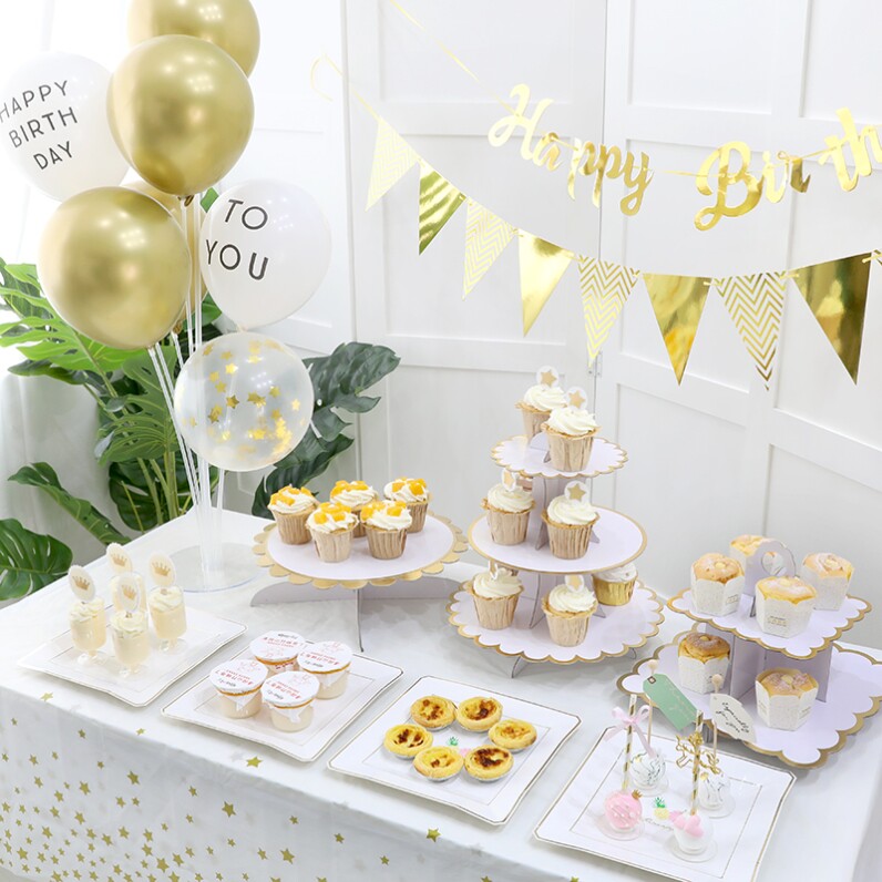 生日派对一次性甜品台蛋糕托盘蛋糕架摆盘多层点心架摆件展示架