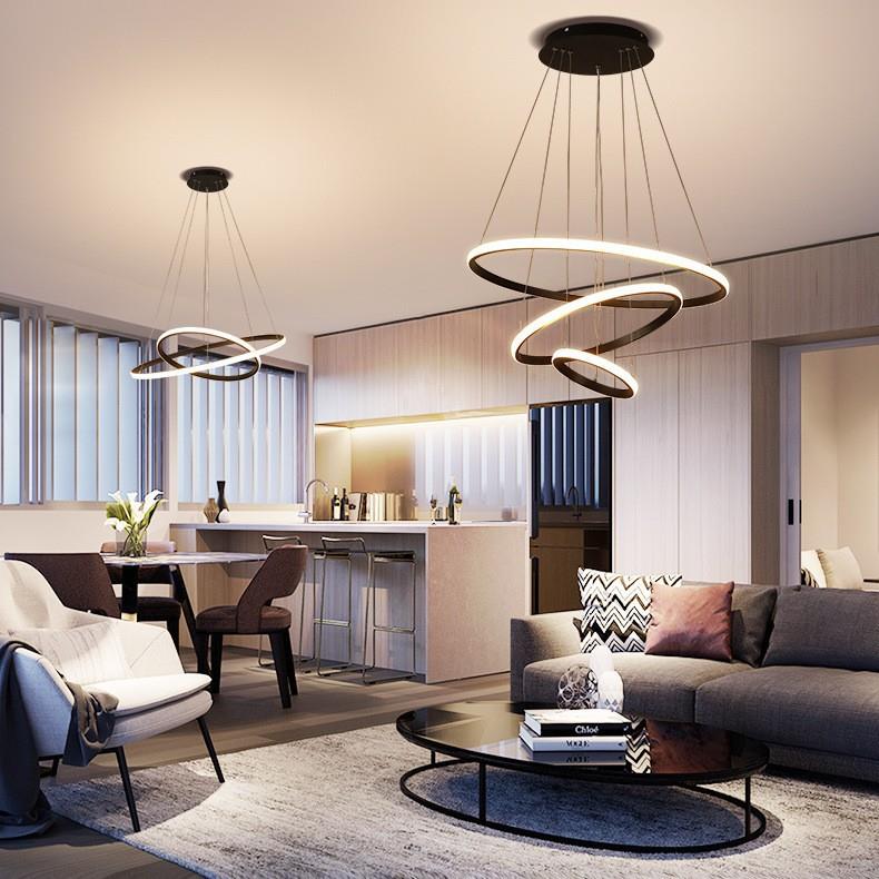 北欧现代简约铝材LED圆圈圈吊灯客厅餐厅创意个性艺术装饰灯具