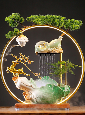 创意白菜招财流水摆件循环水办公室桌面装饰工艺礼品摆饰开店开业