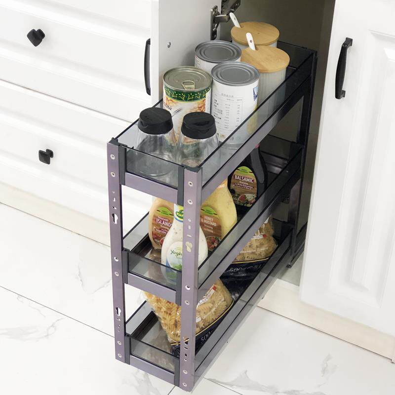 厨房橱窄柜拉篮小尺寸调味篮迷你调料置物架收纳拉篮2层3层