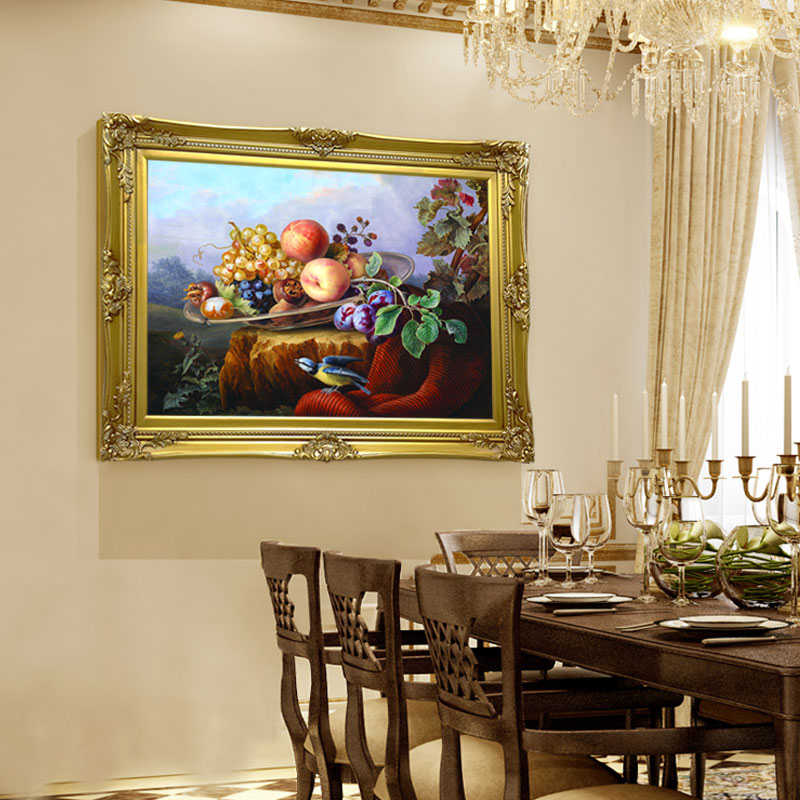 欧式装饰画美式复古玄关油画古典水果静物壁画简欧饭厅餐厅挂画图片