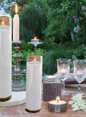 白蜡烛工厂现货酥油灯燃4小时3天15温茶加热韩文酥油斗烛微定制